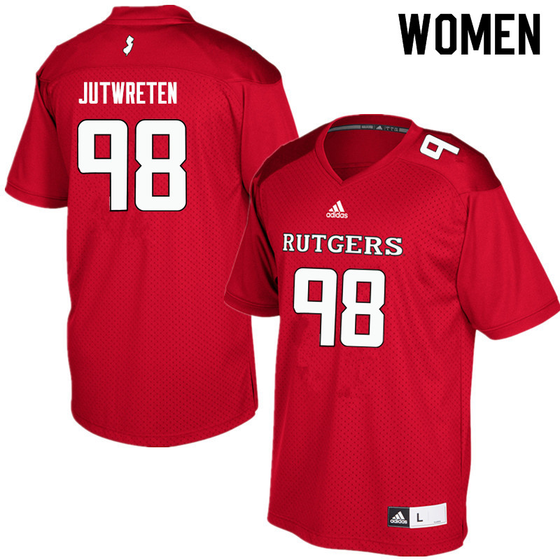 Women #98 Robin Jutwreten Rutgers Scarlet Knights College Football Jerseys Sale-Red
